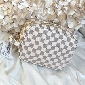 Checkered Cosmetic Bag - Makeup Bag - NEW!
